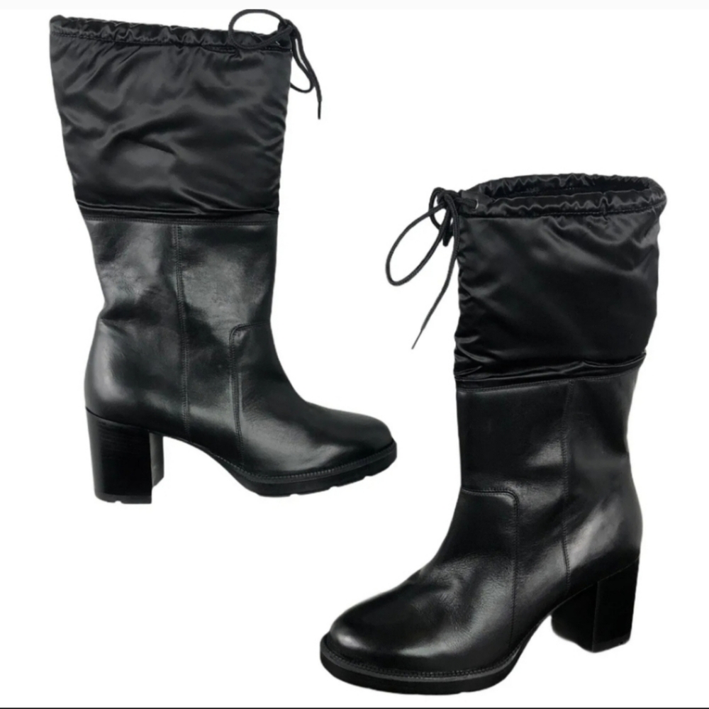 Aquatalia woman's black leather boots size 11